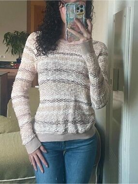 Light Beige Women's Open Knit Sweater